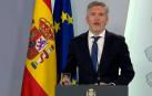 Imagen del ministro del Interior, Fernando Grande-Marlaska, durante la rueda de prensa
