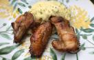 Imagen de las alitas de pollo marinadas con soja y con puré de patata