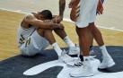 El pívot del Real Madrid Anthony Randolph se lamenta en el partido contra el San Pablo Burgos.