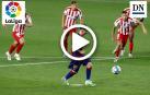 Messi, rodeado de jugadores del Atlético de Madrid
