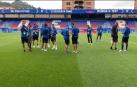 Los jugadores de Osasuna, en Ipurua.