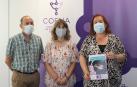 El director del Servicio de Protección Civil y Emergencias del Gobierno de Navarra, Jose Javier Boulandier; la jefa provincial de Tráfico de Navarra, Belén Santamaría y la presidenta del Colegio Oficial de Farmacéuticos de Navarra, Marta Galipienzo.