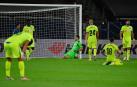 Los jugadores del Getafe se lamentan tras el segundo gol del Inter