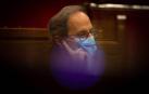El presidente de la Generalitat, Quim Torra, durante el inicio de la sesión del pleno extraordinario del Parlamento de Cataluña.