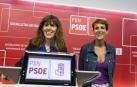 Maite Esporrín y María Chivite, en la sede del PSN.