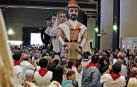 Una imagen que no se producirá este año, la de los gigantes entrando en la iglesia de San Juan.