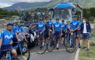 Los corredores del Movistar concentrados antes del Tour
