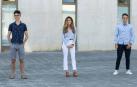 Tres de los cuatro estudiantes becados en la UPNA: Íñigo de Juan, Natalia Pinel e Íñigo Pérez