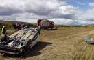 Un herido tras salirse de la vía con su coche en Falces