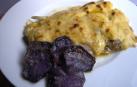 Lubina al cava con chips de patata