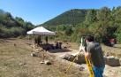 Aparece el borde de un mosaico en el yacimiento navarro de las termas de Arce