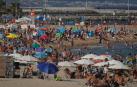 Aspecto de una playa de Barcelona este sábado.
