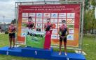 Iratxe Arenal, Ander Noáin, Laura Durán y Mikel Ibergallartu, en el podio.