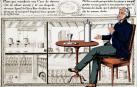 Gráfico incluido en el privilegio de invención de Batlle (1826) y detalle de un antiguo anuncio de ron. r. c.