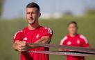 Oier Sanjurjo, durante un entrenamiento