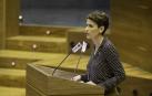 María Chivite, en su intervención en el Parlamento de Navarra.