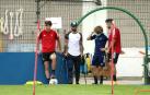 El Chimy, ayer con Javi Martínez, Jony y el preparador Pablo Iriarte.