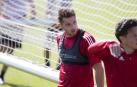 Jony, en su primer entrenamiento con Osasuna.