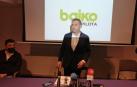 Joserra Garai, este jueves por la mañana en Bilbao antes de la rueda de prensa. Al lado, Pablo Berasaluze.