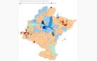 Mapa de la renta por municipios en Navarra.