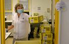 Fotos que muestran cómo se trabaja en el laboratorio del pabellón L del Complejo Hospitalario de Navarra donde se analizan las PCR