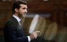 Pablo Casado, en la tribuna del Congreso de los Diputados.