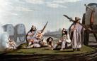 Gauchos preparan un asado, de 'Picturesque illustrations of Buenos Ayres and Monte Video' (1820). CC PD