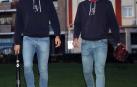 A la izquierda, Marcos Arza, y a la derecha, su hermano David Arza, el pasado jueves tras el entrenamiento del Béisbol Navarra en Burlada.