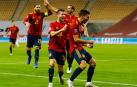 Ferrán celebra su segundo gol ante Alemania en la Liga de Naciones