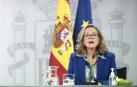 La vicepresidenta y ministra de Asuntos Económicos y Digitalización, Nadia Calviño, comparece en rueda de prensa posterior al Consejo de ministros en Moncloa.