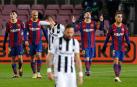 Messi celebra junto a sus compañeros el gol ante el Levante