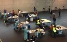 Pruebas PCR realizadas este sábado en el polideportivo de Leiza.