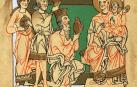 Escena de la Adoración de los Magos, en un manuscrito alemán medieval. R. C.