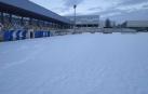 El campo de la Mutilvera, cubierto por la nieve.