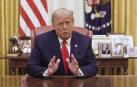 Trump condena la violencia sin mencionar el juicio político