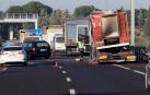 Uno de los camiones implicados en el accidente.