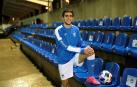 Julen González, que marcó tres goles al Lourdes, ayer antes del entrenamiento en El Pinar.