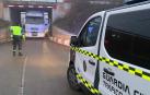 Un camión se empotra en un puente de Caparroso por exceso de galibo