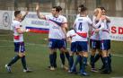 Los jugadores de la Mutilvera celebran uno de los goles ante el Ejea.