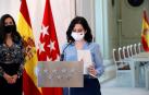 La presidenta de la Comunidad de Madrid, Isabel Díaz Ayuso, durante la comparecencia de este miércoles.