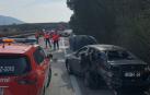 Cuatro heridos en una colisión múltiple en la AP-15, a la altura de Berrioplano