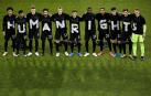 Los futbolistas de la selección de Alemania saltaron al césped con 11 camisetas que lucían las palabras "Derechos humanos".