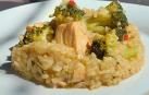 Receta de arroz con brócoli y salmón.