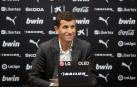 Javi Gracia, en la sala de prensa del Valencia.