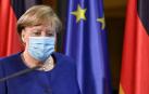 La canciller alemana, Angela Merkel, en la rueda de prensa tras la cumbre virtual de líderes de la UE