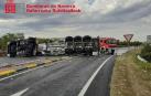 Cortada la N-113 en Fitero por el vuelco de un camión cisterna