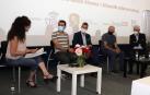 Belén Galindo, el presidente de la Mancomunidad de Sakana, David Oroz; el director de empresa de Laboral Kutxa, Pello Bayona; el administrador de Ramos Industrial, Patxi Leiza; y el gerente de Sunsundegui, José Ignacio Murillo.