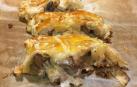 Imagen de la trenza de  hojaldre con pechuga, setas y salsa de nata