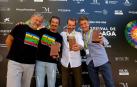 El cocinero Santi Cordón, su amigo, el permacultor malagueño Alberto Marín, Rafael García, productor de 'Basajaun' y Patxi Uriz, director de 'Quijotes y semillas'.