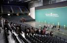 El frontón del pabellón Navarra Arena, donde se celebrará el I Torneo Comunidad Foral de Navarra.